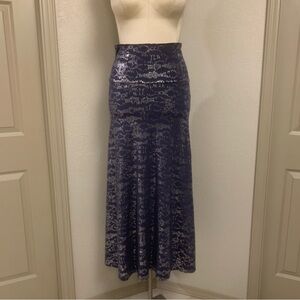 NWOT LuLaRoe Small Blue Gray Metallic Silver Trumpet Maxi Skirt Elegant LLR